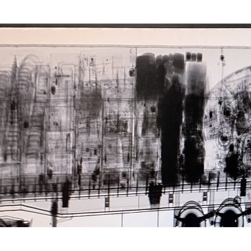 An X-ray scan image of a freight container's contents