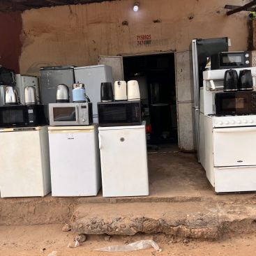 Domestic refrigerators and freezers displayed at a roadside retailer